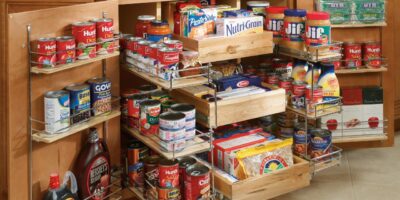 how to organize pull-out pantry drawers